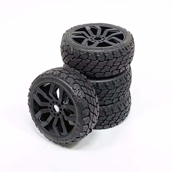 KKPIT 1/8 Scale 109mm Buggy Wheel All Terrain Discoverer Tire & X3 Rim 17mm Hex Hub