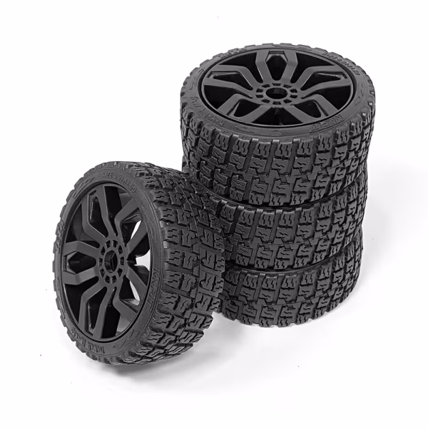 kkpit 1/7 scale 4.01in rally all terrain wheel zeta tire & x3 rim 0.67in hex hub